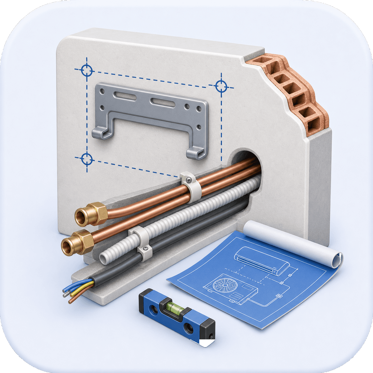 Icono 3D de Preinstalacion de Aire Acondicionado